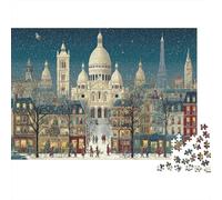 Puzzle da 1000 pezzi con scena natalizia di Parigi, Basilica del Sacro Cuore, vista notturna, per adulti, gioco educativo, bellissima decorazione, difficile, stimolante, regalo di compleanno, 38x26cm