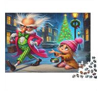 Puzzle da 1000 pezzi con scena natalizia di strada, elfo e bambino nella neve. Per adulti dai 12 anni in su. Gioco educativo, decorazione per la casa, Dimensioni: 38x26 cm.