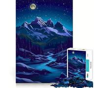Puzzle da 1000 pezzi con scena notturna di montagna per adolescenti, gioco di logica e abilità, momento di serenità, taglio preciso, (38x26cm)