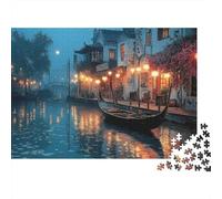 Puzzle da 1000 pezzi con scena notturna di un canale, città cinese sull'acqua di notte, gioco educativo per adulti, decorazione per la casa, difficile, stimolante, per compleanni, 52x38 cm