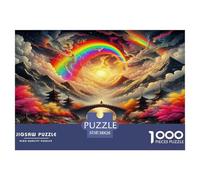 Puzzle da 1000 pezzi con scena notturna fantasy per decorazioni murali e regali - Arcobaleno su ponte con barca in carta riciclata per adulti, ottima idea regalo. 38x26 cm/1000 pezzi