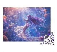 Puzzle da 1000 pezzi con scena sottomarina di sirena, sirena viola nell'oceano, gioco educativo per adulti, decorazione per la casa, difficile, stimolante, regalo di compleanno, 38x26cm/1000pcs