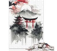 Puzzle da 1000 pezzi con scene giapponesi, per adulti, con inchiostro lavato, puzzle impegnativi e stimolanti per bambini adulti, 1000 pezzi (75x50 cm)