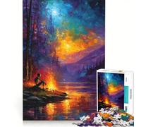 Puzzle da 1000 pezzi con scheletro accanto al fuoco gioco educativo antistress compleanno e Natale 50x75cm