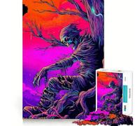 Puzzle da 1000 pezzi con scheletro al neon nell'albero per adulti, gioco per l'esercizio mentale, divertente e rilassante, da assemblare, regalo premuroso (38x52cm)