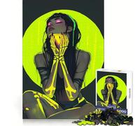 Puzzle da 1000 pezzi con scheletro al neon per adulti, gioco di puzzle per allenare la mente, momento di condivisione, arte, assemblaggio, regalo elegante (38x52cm)