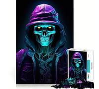 Puzzle da 1000 pezzi con scheletro al neon per adulti, gioco per allenare la mente, divertente e rilassante, opera d'arte da assemblare (38x52cm)