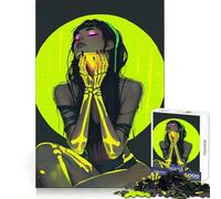 Puzzle da 1000 pezzi con scheletro al neon per adulti, gioco per allenare la mente, per momenti di relax, design e assemblaggio, regalo creativo (38x26cm)