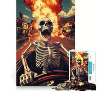 Puzzle da 1000 pezzi con scheletro che attraversa il fuoco, ideale per adolescenti Gioco di logica semplice e divertente, perfetto per il tempo libero, ideale come regalo di compleanno 38x52cm