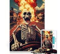Puzzle da 1000 pezzi con scheletro che attraversa il fuoco, ideale per adulti Gioco di allenamento mentale, divertente da costruire insieme, con taglio di precisione e design unico 38x26cm
