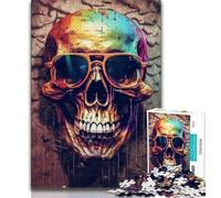 Puzzle da 1000 pezzi con scheletro che indossa le cuffie, per adolescenti, regali, giocattoli, giochi educativi, ottimi regali e giocattoli antistress, 50x75cm