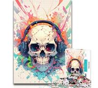 Puzzle da 1000 pezzi con scheletro che indossa le cuffie, puzzle da 1000 pezzi per adulti e adolescenti, giocattoli, giochi educativi, antistress, collezione di artisti, belle arti, 50x75cm