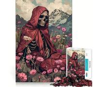 Puzzle da 1000 pezzi con scheletro che si gode i fiori, per adulti Gioco stimolante e divertente, taglio preciso, regalo speciale 50x75cm