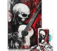 Puzzle da 1000 pezzi con scheletro che suona la chitarra per adulti e adolescenti, aiuta il cervello a esercitare i giocattoli avvincenti per coltivare la pazienza, un'opera d'arte (75x50cm)