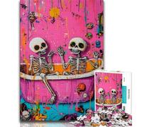 Puzzle da 1000 pezzi con scheletro da bagno per adulti e adolescenti, gioco stimolante e gioco per famiglie, ideale come regalo per tutta la famiglia, 38x26cm