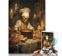 Puzzle da 1000 pezzi con scheletro da chef per adolescenti antistress sfida difficile migliora l'amore tra coppie (50x75cm)