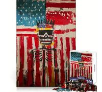 Puzzle da 1000 pezzi con scheletro della bandiera americana, ideale per ragazzi, per sviluppare la memoria e divertirsi nel tempo libero Bordi nitidi Regalo perfetto per le vacanze (38x52cm)