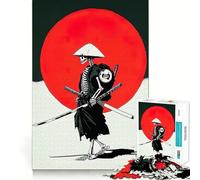 Puzzle da 1000 pezzi con scheletro di samurai e sole rosso per adolescenti, gioco di logica, antistress, taglio netto, lista dei desideri di Babbo Natale 38x52cm