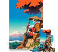 Puzzle da 1000 pezzi con scheletro di samurai e vista sulle montagne, ideale per ragazzi Migliora la memoria, è un gioco casual e rilassante, con bordi precisi e un regalo elegante (38x52cm)