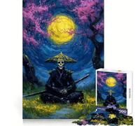 Puzzle da 1000 pezzi con scheletro di samurai sotto i ciliegi in fiore, ideale per ragazzi, gioco di logica e svago, bordi lisci, regalo di alta qualità (38x52cm)