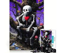 Puzzle da 1000 pezzi con scheletro e cuore nella foresta incantata per adulti Gioco di puzzle rilassante e distensivo, decorazione murale 50x75cm