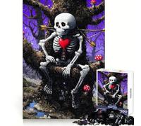 Puzzle da 1000 pezzi con scheletro e cuore nella foresta incantata per adulti Gioco di puzzle rilassante e distensivo, decorazione murale 50x75cm