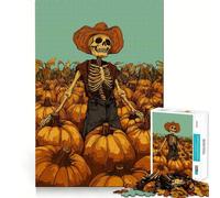 Puzzle da 1000 pezzi con scheletro e zucca per adulti, ideale per alleviare lo stress, con immagini di Babbo Natale e altri personaggi 50x75cm