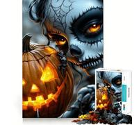 Puzzle da 1000 pezzi con scheletro femminile e zucca per ragazzi, gioco di logica, divertimento al chiuso, bordi precisi, pezzo da collezione 38x52cm