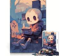 Puzzle da 1000 pezzi con scheletro giocatore nel cimitero, ideale per adolescenti, un gioco che stimola la riflessione e il divertimento, perfetto per Natale 38x52cm