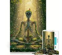 Puzzle da 1000 pezzi con scheletro in meditazione nella foresta per ragazzi, gioco intelligente per il tempo libero, taglio preciso, regalo stagionale 50x75cm