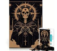 Puzzle da 1000 pezzi con scheletro in tunica nera per adulti, gioco di puzzle per stimolare la mente, calma e relax, decorazione murale 38x26cm