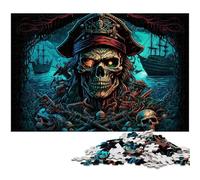 Puzzle da 1000 pezzi con scheletro pirata per adulti, in legno, rilassante e divertente, perfetto regalo di Natale e decorazione per la casa, 50x75CM/19,68x29,52 pollici.