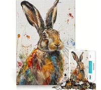 Puzzle da 1000 pezzi con schizzi di lepre vivaci per adolescenti,attività divertente per stimolare la mente,taglio di alta precisione,attività creativa rilassante e pausa mentale (38x26cm)