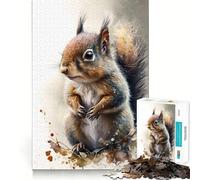 Puzzle da 1000 pezzi con schizzo ad acquerello di uno scoiattolo, ideale per adulti e ragazzi, gioco per la mente, rilassante e con taglio preciso, perfetto come regalo di Natale 50x75cm
