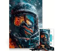 Puzzle da 1000 pezzi con sciatore in primo piano durante una tempesta di neve ideale per adolescenti Gioco di logica e tranquillità perfetto per creare la lista dei desideri di Babbo Natale (50x75cm)