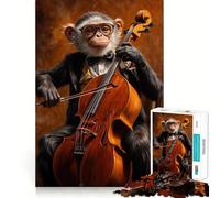 Puzzle da 1000 pezzi con scimmia che suona il violoncello,taglio preciso,divertente gioco di abilità mentale,gioco per il tempo libero,regalo festivo (50x75cm)