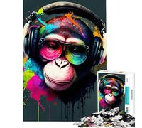 Puzzle da 1000 pezzi con scimmia cuffie DJ e musica Puzzle da 1000 pezzi per la decorazione della casa Giocattolo perfetto per la decorazione Ideale come regalo (38x52cm)