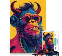 Puzzle da 1000 pezzi con scimmia diabolica sorridente per adolescenti, gioco che stimola la logica e favorisce il gioco rilassante, con bordi di alta qualità e grafica da collezione 38x52cm