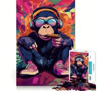 Puzzle da 1000 pezzi con scimmia in stile street art per adulti, gioco di puzzle per stimolare la mente, calma e relax, decorazione murale pulita 38x26cm