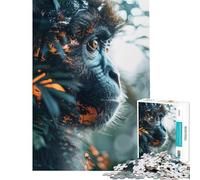 Puzzle da 1000 pezzi con scimmia nella giungla doppia esposizione gioco educativo giocattolo avvincente per coltivare la pazienza l'arte l'analisi e la logica (dimensioni 38x52cm)