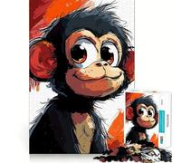 Puzzle da 1000 pezzi con scimmia pensierosa per adulti, puzzle rilassante per la mente, arte da assemblare, (50x75cm)