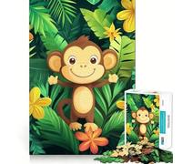 Puzzle da 1000 pezzi con scimmia sorridente nella giungla, ideale per adulti, regalo, gioco di abilità e antistress, con taglio preciso, perfetto per la lista dei desideri di Babbo Natale 50x75cm