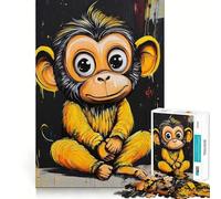 Puzzle da 1000 pezzi con scimmia sorridente per adulti, ideale per stimolare la memoria e per il divertimento in famiglia, con un disegno da assemblare e un desiderio di Babbo Natale 38x52cm