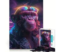 Puzzle da 1000 pezzi con scimmie e animali spaziali per ragazzi, gioco di logica fine, facile da completare, bordi precisi, regalo per le festività (50x75cm)