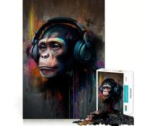 Puzzle da 1000 pezzi con scimmie e cuffie di Banksy,gioco divertente e logico,ideale per stimolare la creatività e il pensiero creativo (38x26cm)