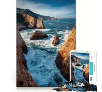 Puzzle da 1000 pezzi con scogliere e onde oceaniche per adulti, ideale per stimolare la memoria e il divertimento, con bordi precisi, perfetto come regalo stagionale (38x52cm)