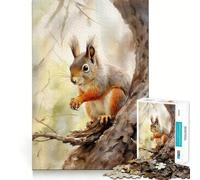 Puzzle da 1000 pezzi con scoiattolo ad acquerello per adolescenti, stimola la memoria e allevia lo stress, con taglio di alta qualità, un regalo prezioso 38x52cm