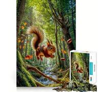 Puzzle da 1000 pezzi con scoiattolo che salta nella foresta, ideale per adolescenti Gioco di logica, svago e divertimento Bordo trasparente, oggetto da collezione 50x75cm