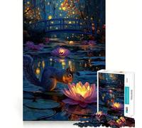 Puzzle da 1000 pezzi con scoiattolo e ninfee di notte per adolescenti ideale per rafforzare la memoria favorire la calma e creare un'atmosfera rilassante Regalo perfetto per gli amanti di Babbo Natale