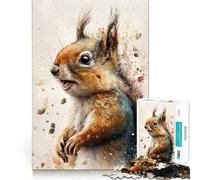 Puzzle da 1000 pezzi con scoiattolo e schizzi d'acqua per adolescenti, gioco per lo sviluppo delle capacità cognitive, design accogliente e rilassante, regalo pensato per il tuo assemblaggio 38x26cm